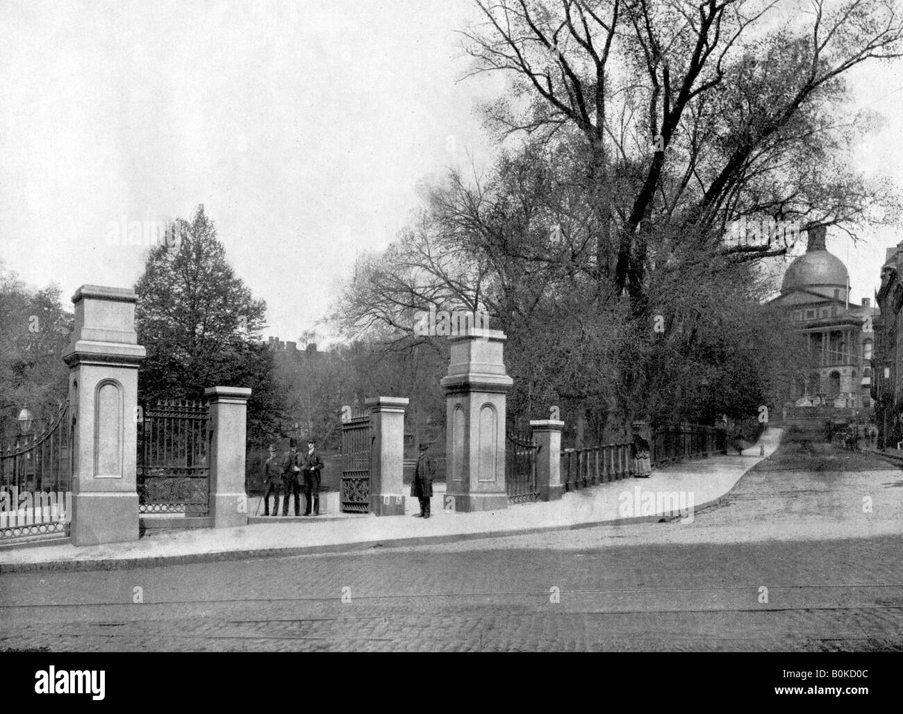 Le Boston Common, Boston, Massachusetts, USA, 1893.Artiste : John L Stoddard Banque D'Images