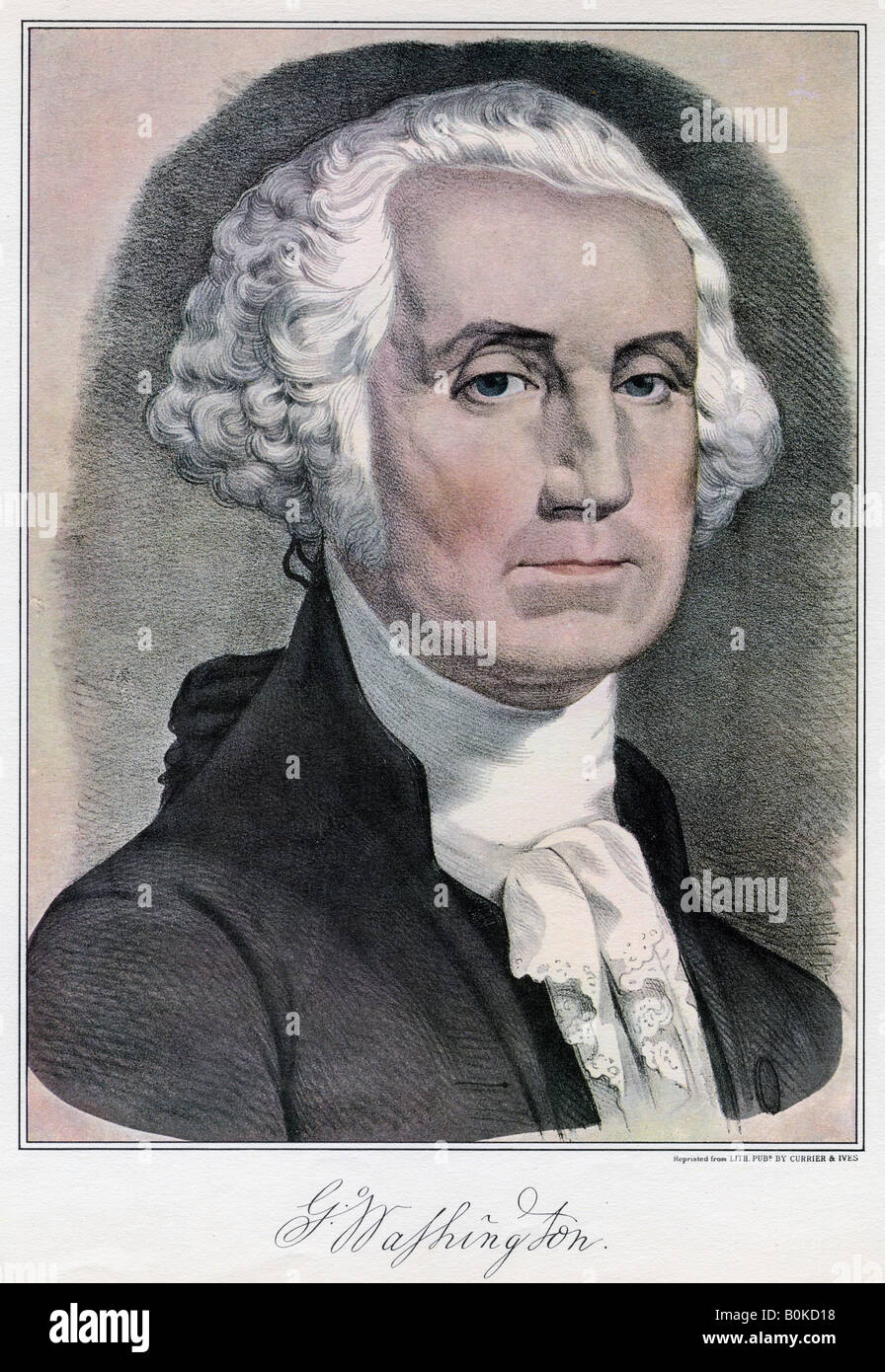 George Washington, premier président des États-Unis, 19e siècle.Artist : Currier et Ives Banque D'Images