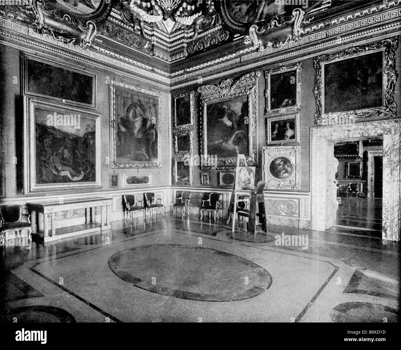 Hall de Saturne, Palais Pitti, Florence, Italie, 1893.Artiste : John L Stoddard Banque D'Images