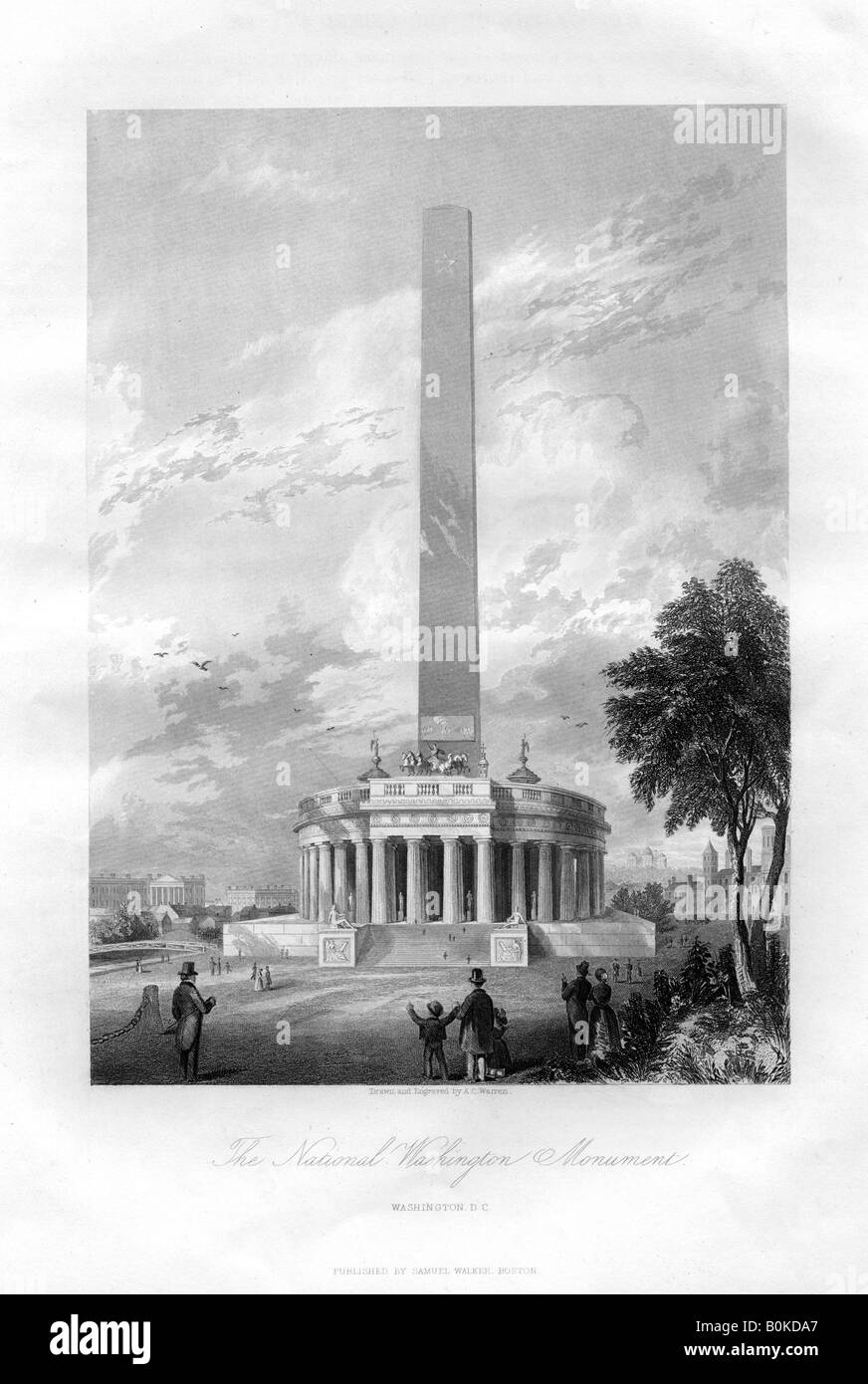 Le National Monument de Washington, Washington DC, USA, 1855.Artiste : AC Warren Banque D'Images