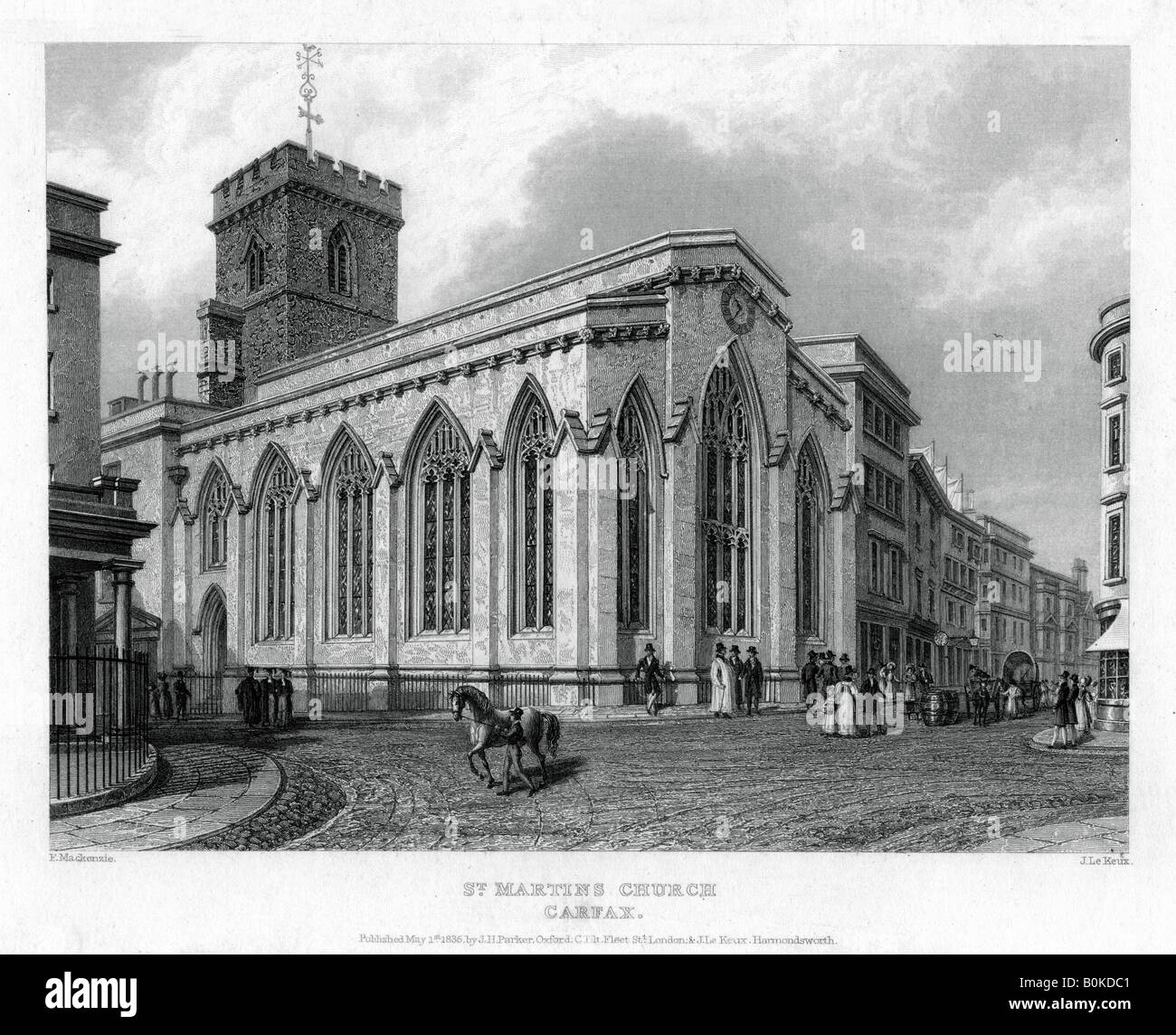 L'église St Martin, Carfax, Oxford, 1835.Artiste : John Le Keux Banque D'Images