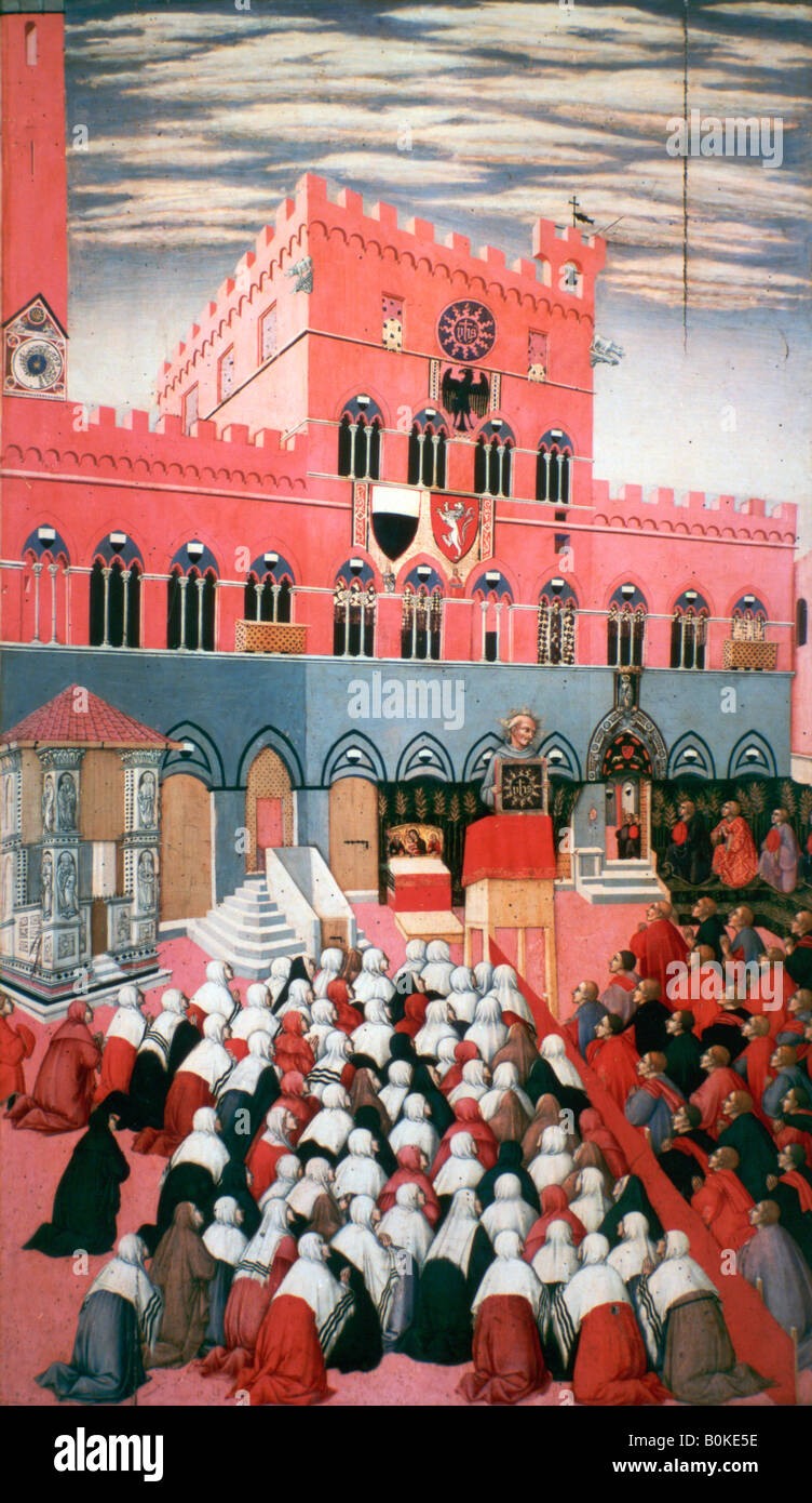 'La predica di San Bernardino', c1426-1481. Artiste : Sano di Pietro Banque D'Images