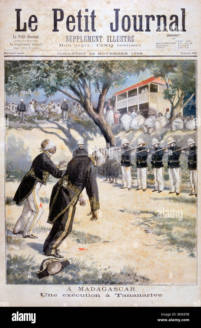 Exécution par fusillade à Tananarive, Antananarivo (Madagascar), 1896. Artiste : F Meaulle Banque D'Images