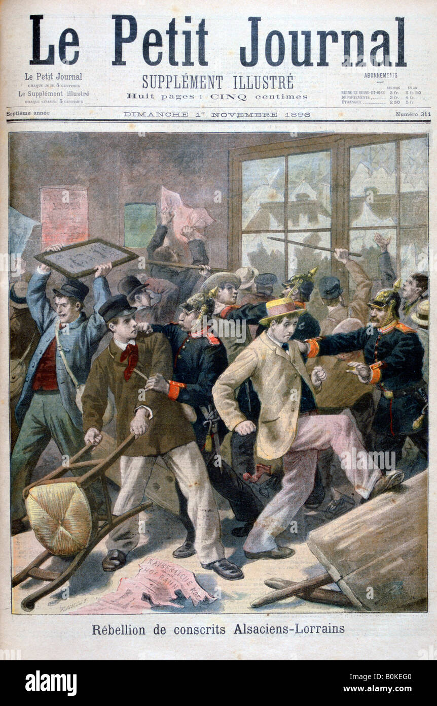 Rébellion de l'Alsaciens-Lorrains conscrits, 1896. Artiste : F Meaulle Banque D'Images