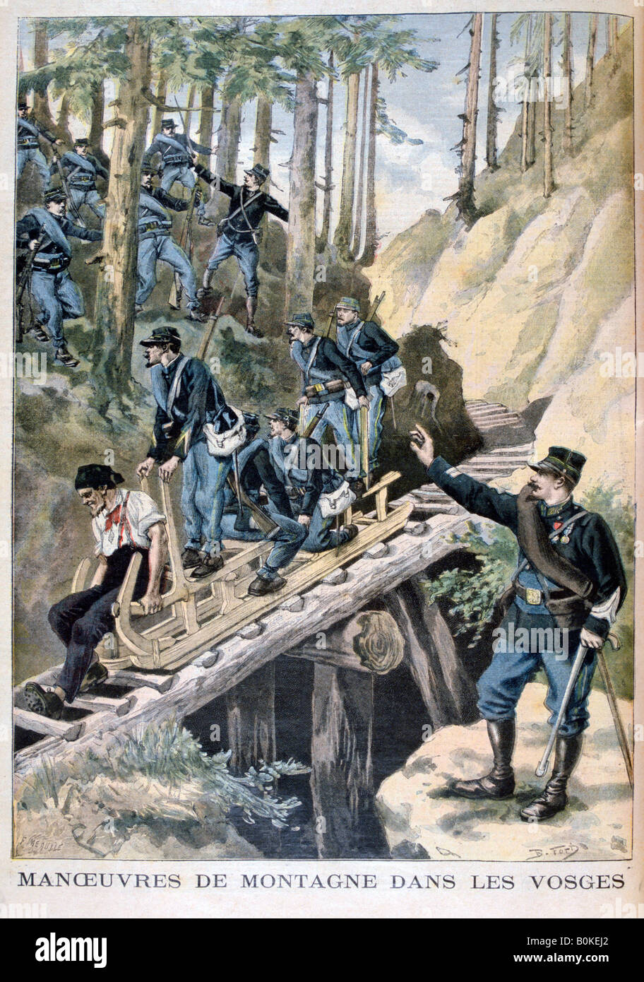 Manoeuvres militaires français dans les Vosges, 1896. Artiste : F Meaulle Banque D'Images