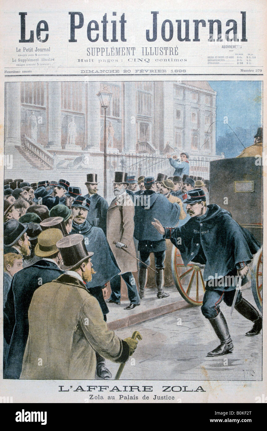 Émile Zola, qui sont prises pour le Palais de Justice, Paris, 1898. Artiste : Henri Meyer Banque D'Images