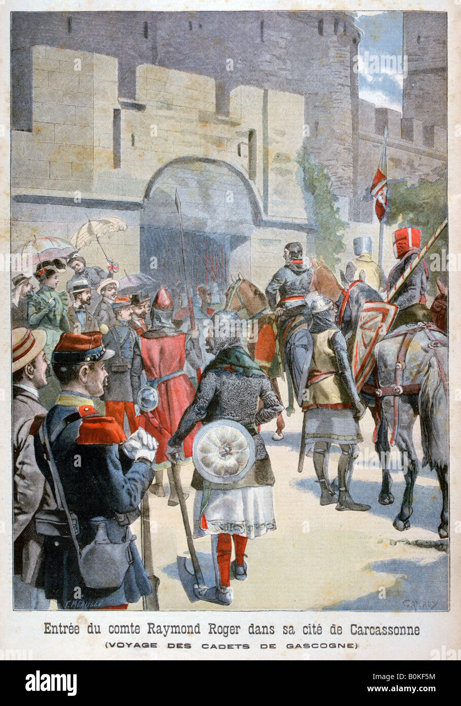 L'entrée du Comte Raymond Roger dans Carcassonne, France, 1898. Artiste : F Meaulle Banque D'Images