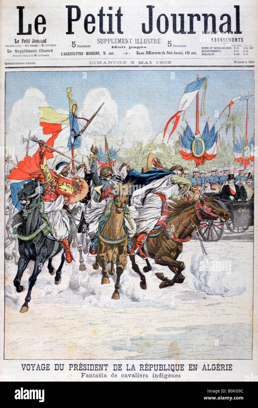 Cavalcade des troupes indigènes au cours de la visite du président Loubet en Algérie, 1903. Artiste : Inconnu Banque D'Images