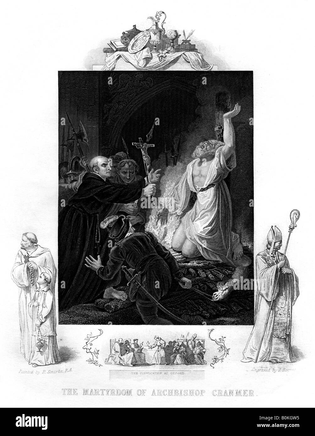 Le martyre de l'Archevêque Cranmer, 1556, (1877). Artiste : J Rogers Banque D'Images