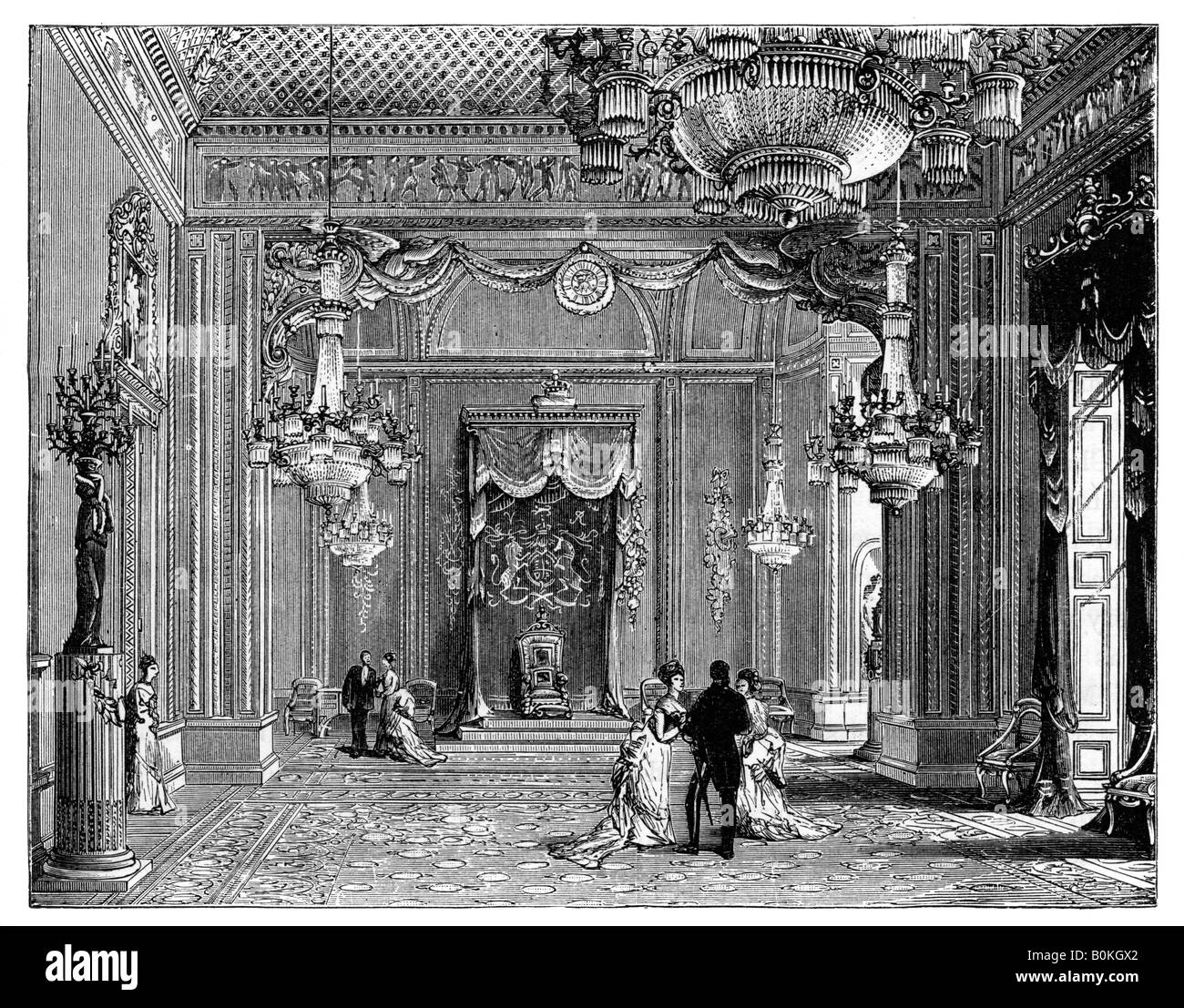 La salle du trône, le palais de Buckingham, 1900. Artiste : Inconnu Banque D'Images