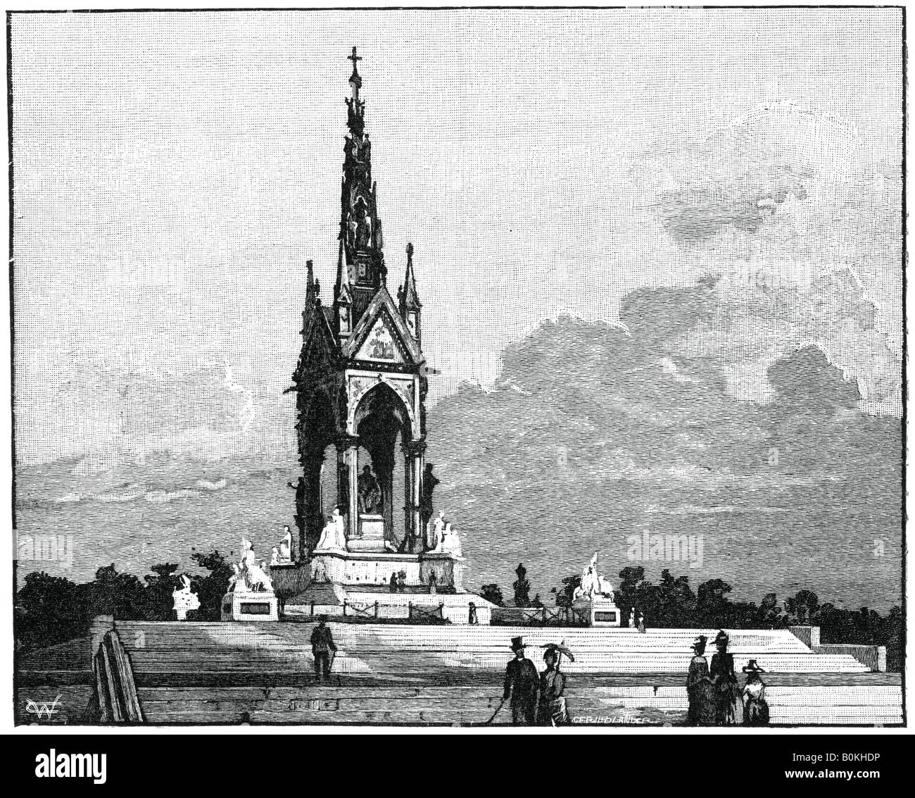 L'Albert Memorial, Kensington, Londres, 1900. Artiste : Inconnu Banque D'Images