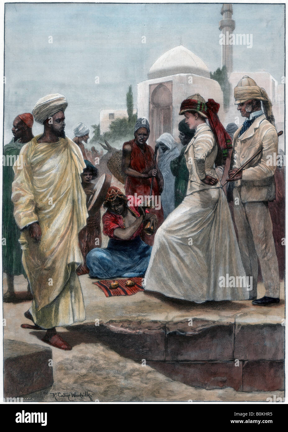 Un illusionniste de rue à Alger, 1895.Artiste : Richard Caton Woodville II Banque D'Images