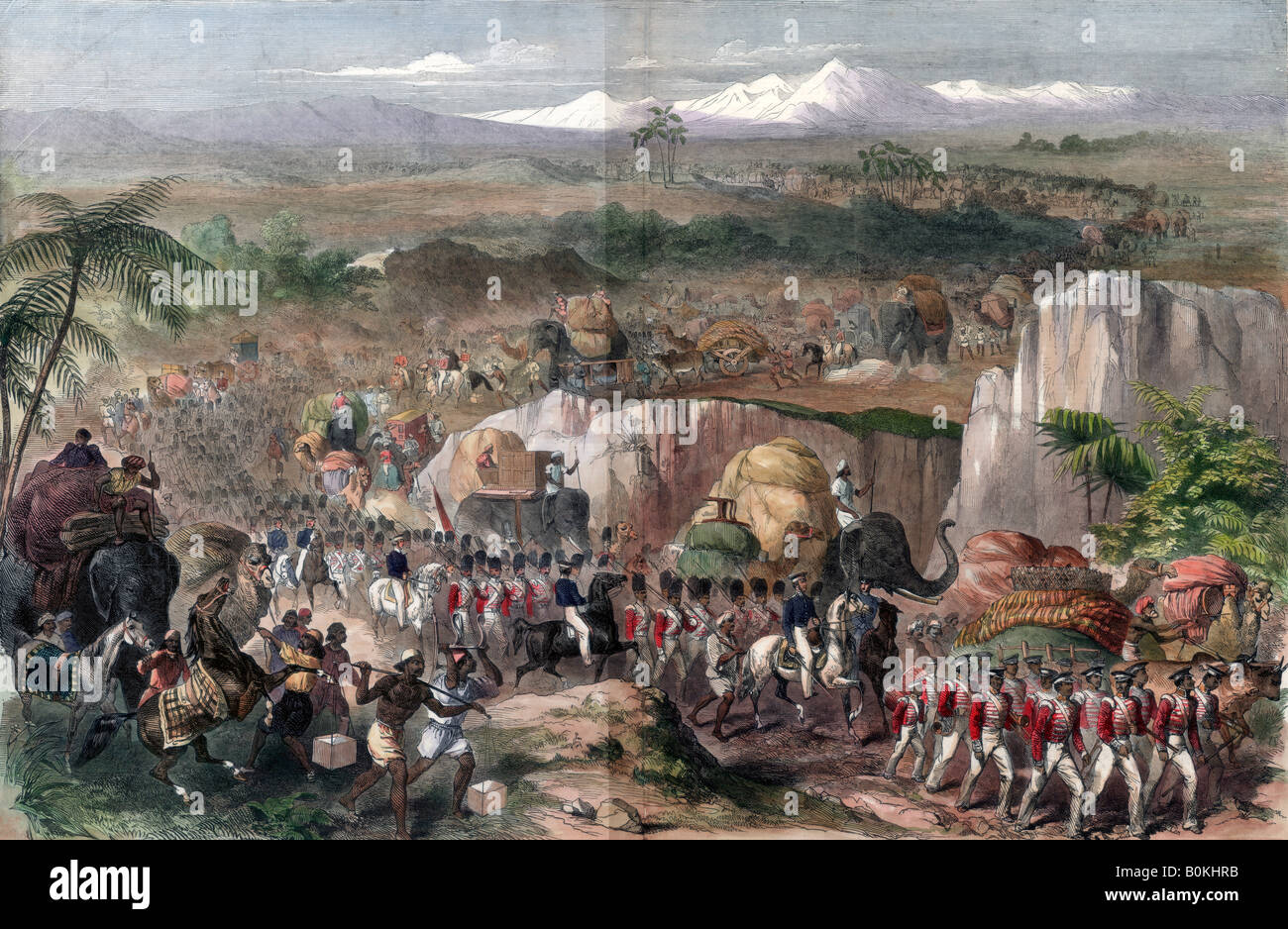 Les troupes de mars en Inde, 1848. Artiste : Inconnu Banque D'Images