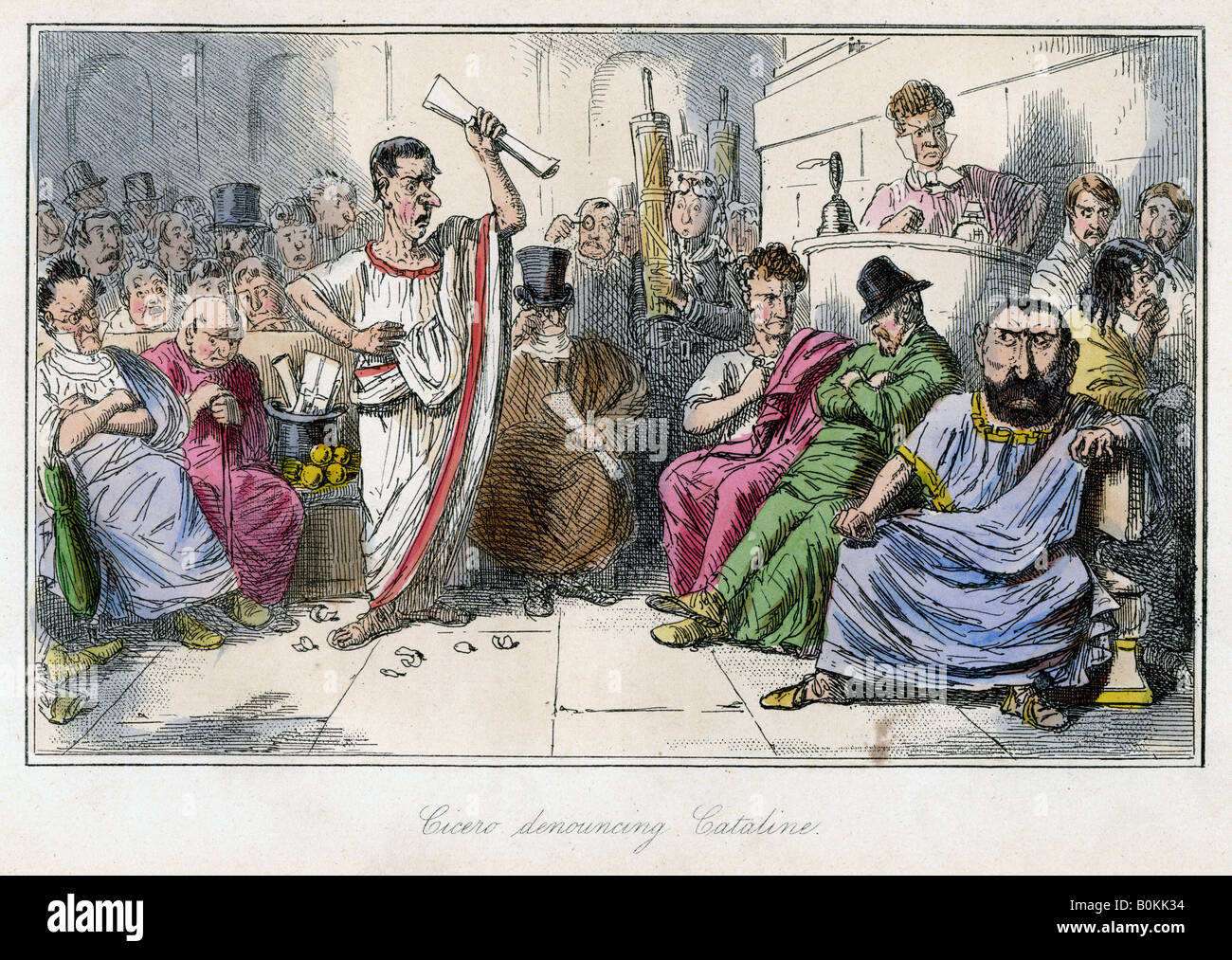 'Cicero dénonçant Cataline, des années 1850.Artiste : John Leech Banque D'Images