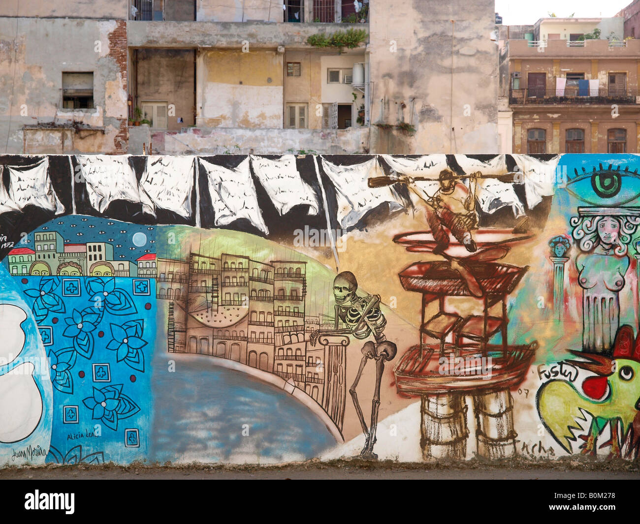 Peinture murale Paseo de Marti (El Prado) La Havane Cuba Banque D'Images