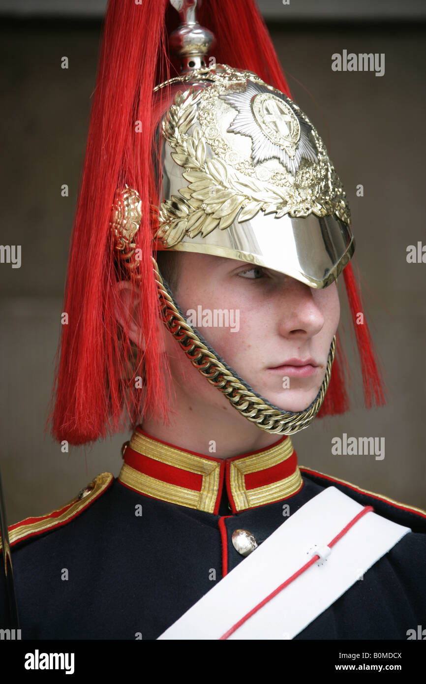 Ville de Westminster, en Angleterre. Imprimeur de la Garde côtière sur un service de sentinelle à Whitehall et Horse Guards Parade. Banque D'Images