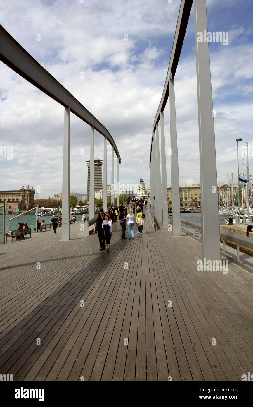 Rambla de Mar, le Port Vell, Barcelone, Catalogne, Espagne, Europe Banque D'Images