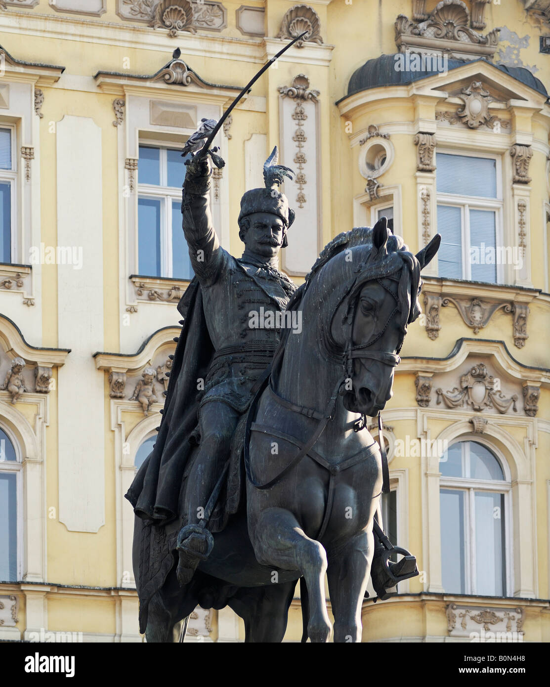 Zagreb Croatie La Statue de Josip dans le centre-ville grand place Ban Jelacic Banque D'Images