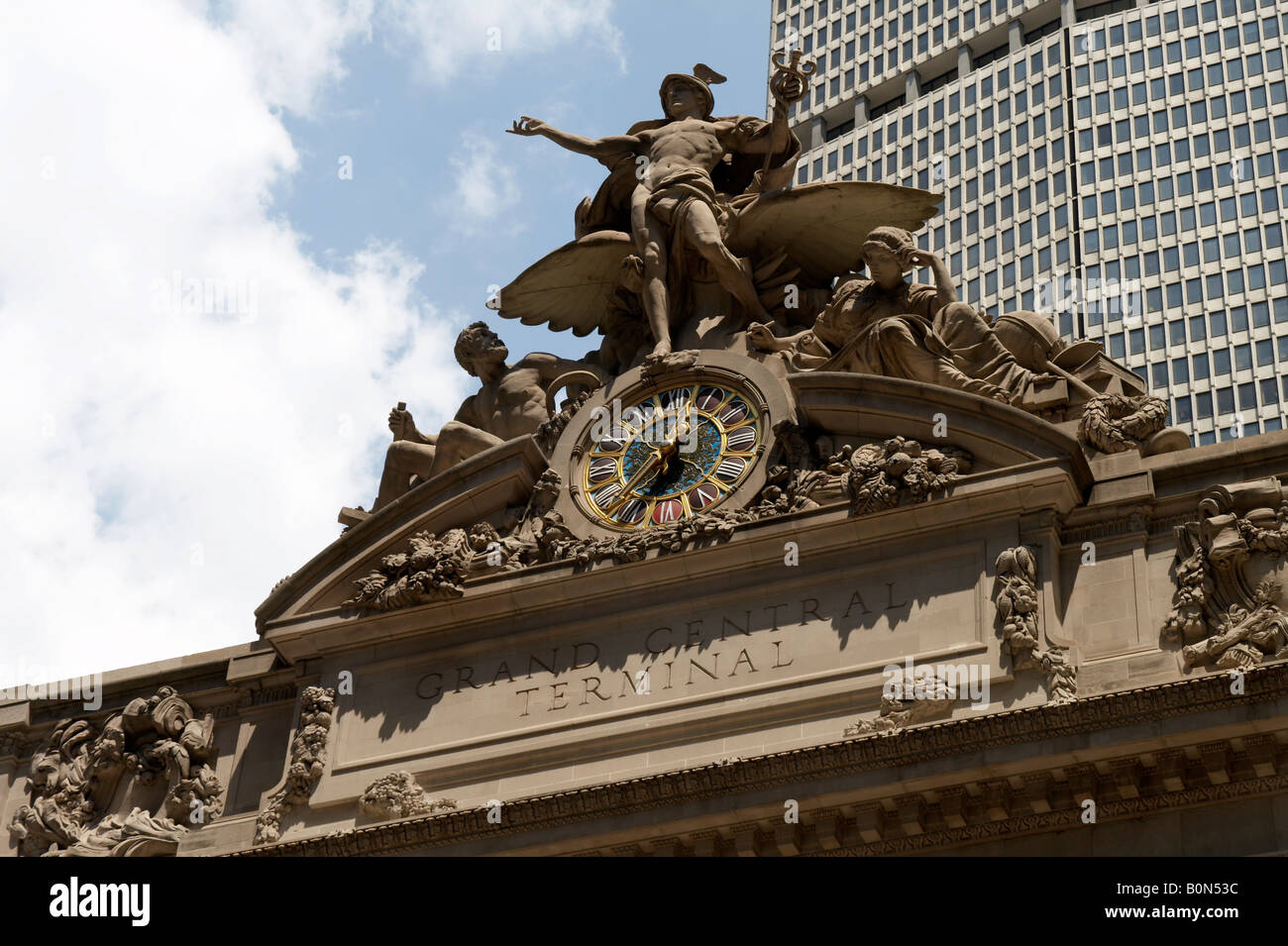 La façade extérieure de la gare Grand Central Terminal de New York City Banque D'Images