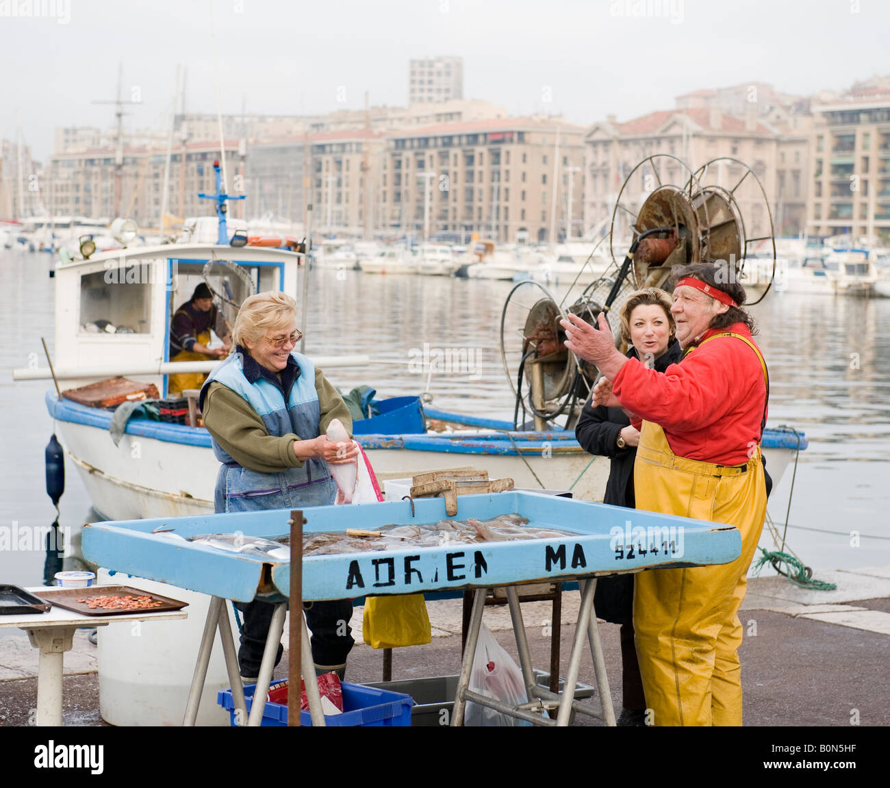 Marché de poisson de Vieux Port, Marseille Banque D'Images