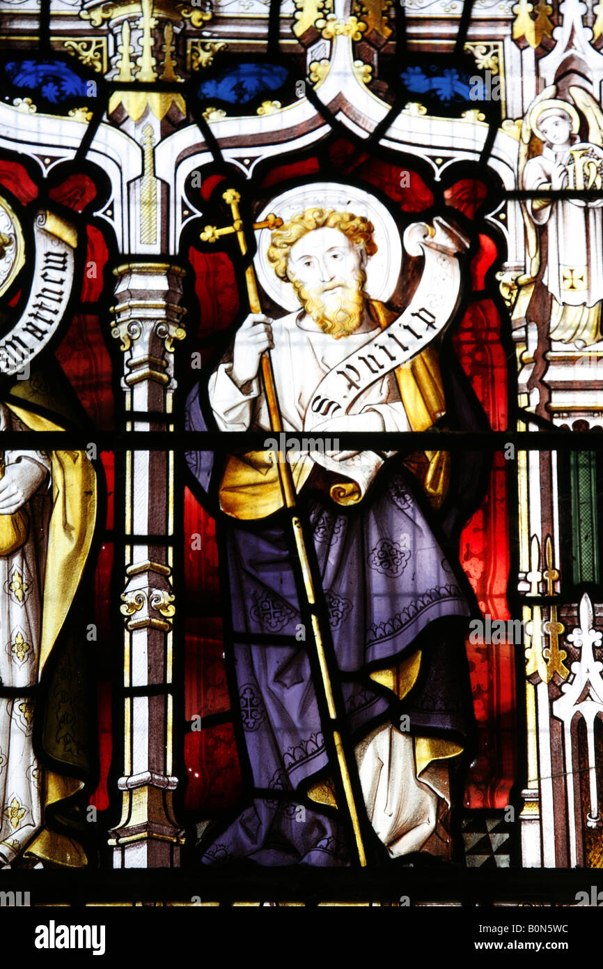 Vitrail représentant Saint Philip Woodbastwick Norfolk Église Banque D'Images