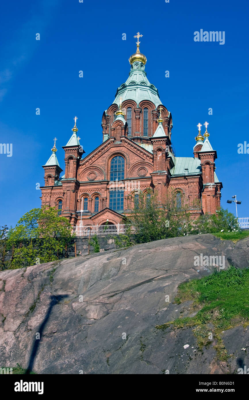 La cathédrale Uspensky dans Helsinki Finlande construit 1868 c'est la plus grande cathédrale orthodoxe en Europe de l'Ouest Banque D'Images