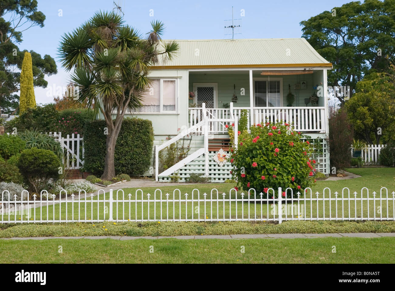 Pays Ville australienne cottage avec toit en tôle ondulée Banque D'Images