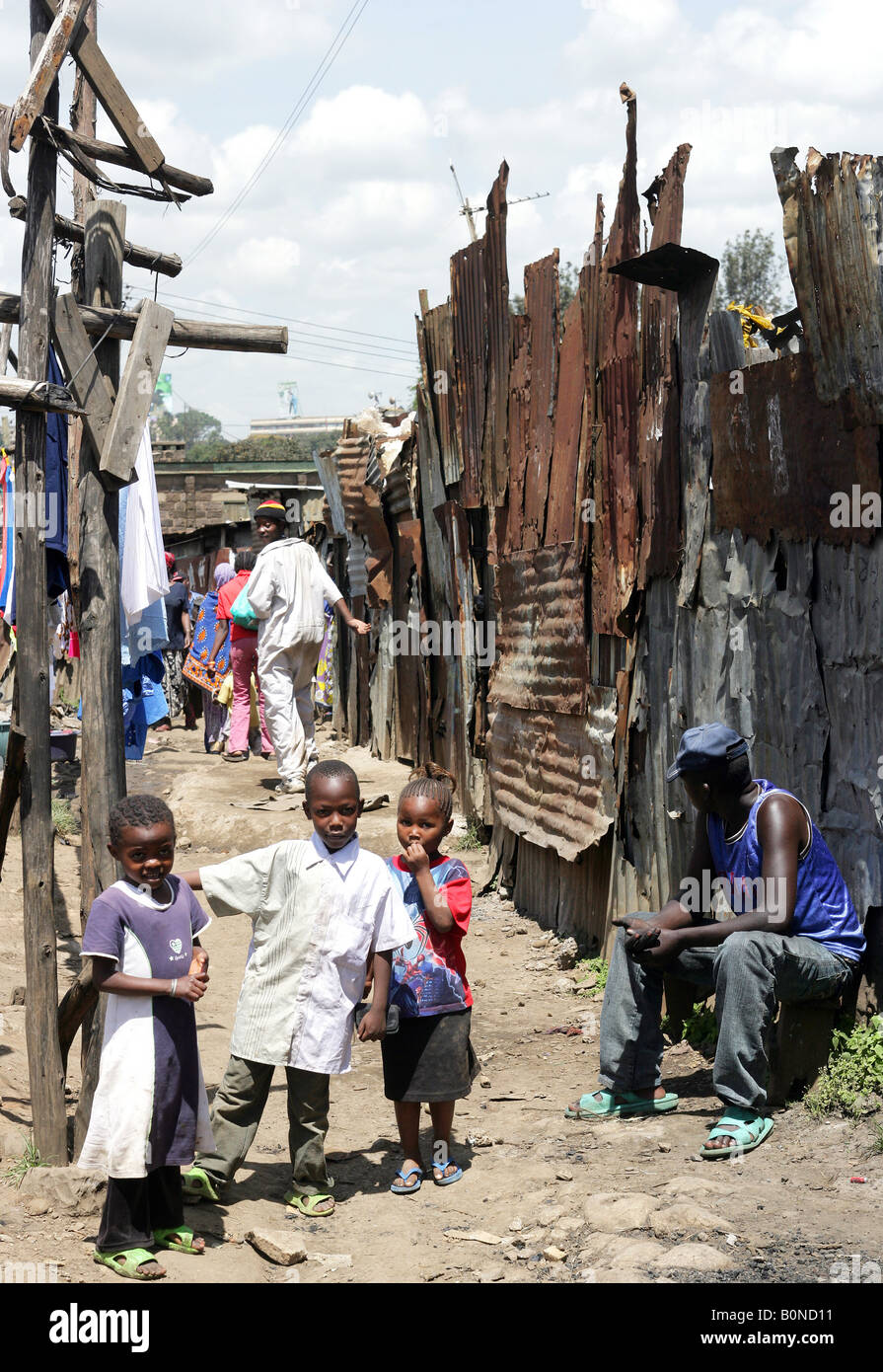 Majengo des taudis, l'un des plus tristement célèbres bidonvilles de Nairobi, Kenya Banque D'Images