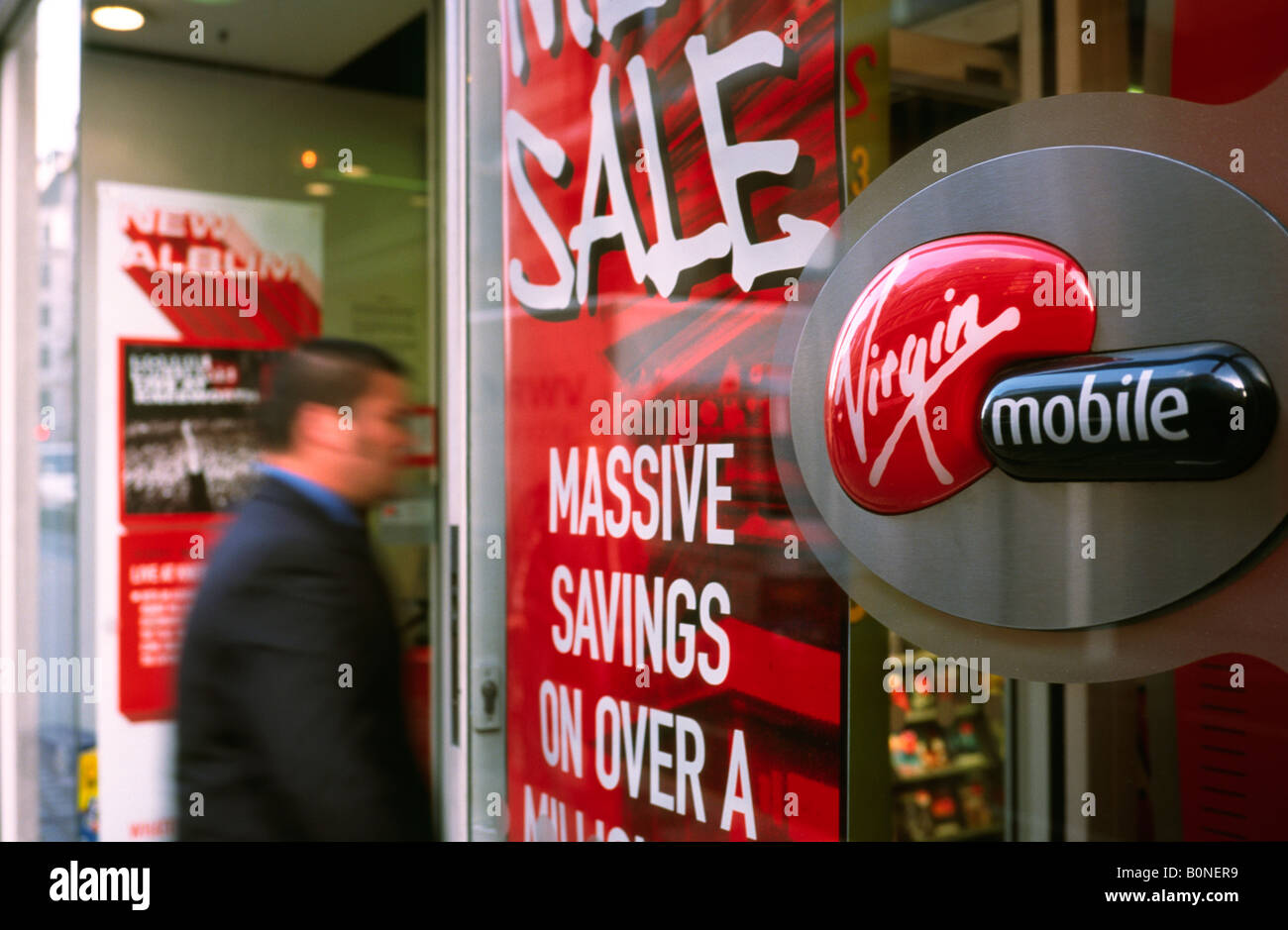 Virgin Mega Store dans la ville de Londres. Banque D'Images