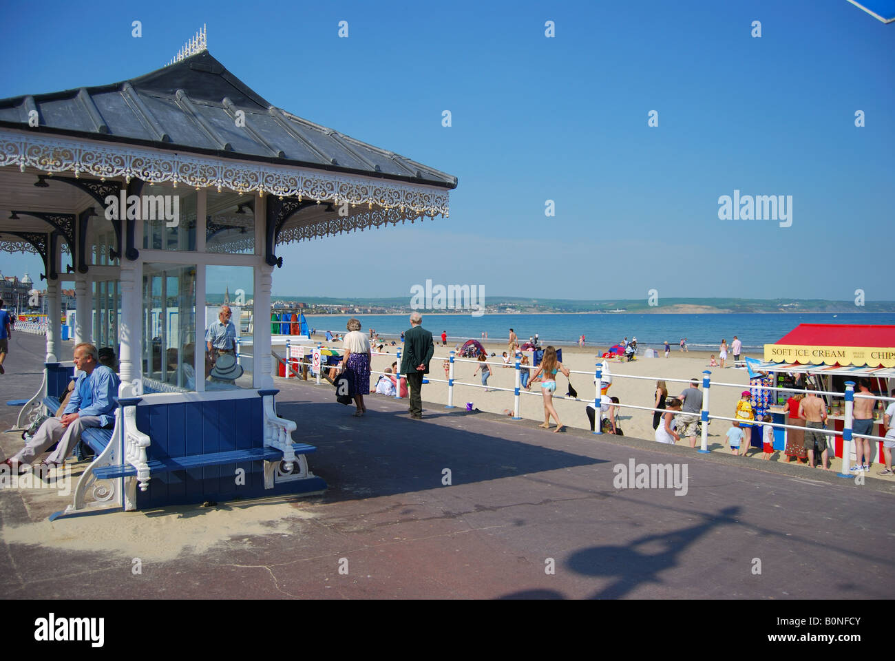 Promenade de la plage, l'Esplanade, Weymouth, Dorset, Angleterre, Royaume-Uni Banque D'Images