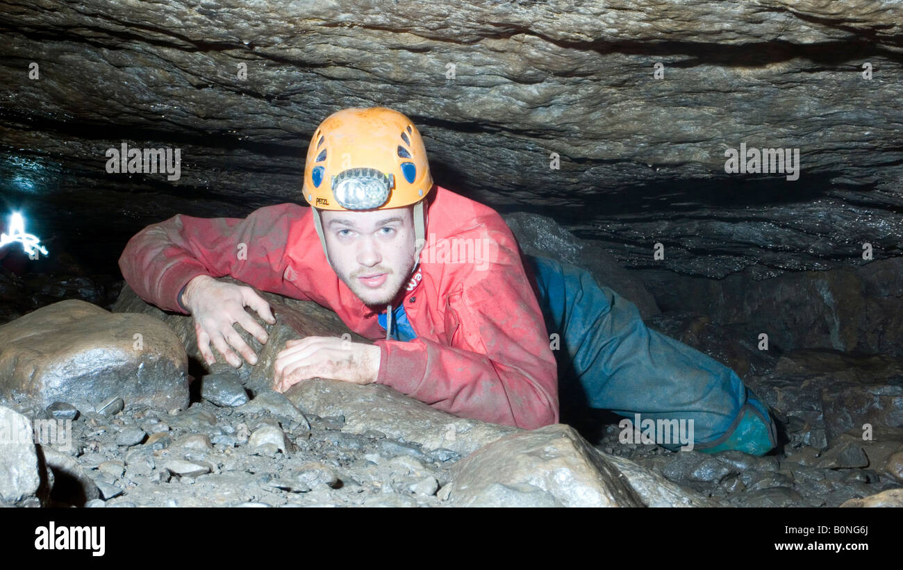 La spéléologie au Yorkshire Banque D'Images