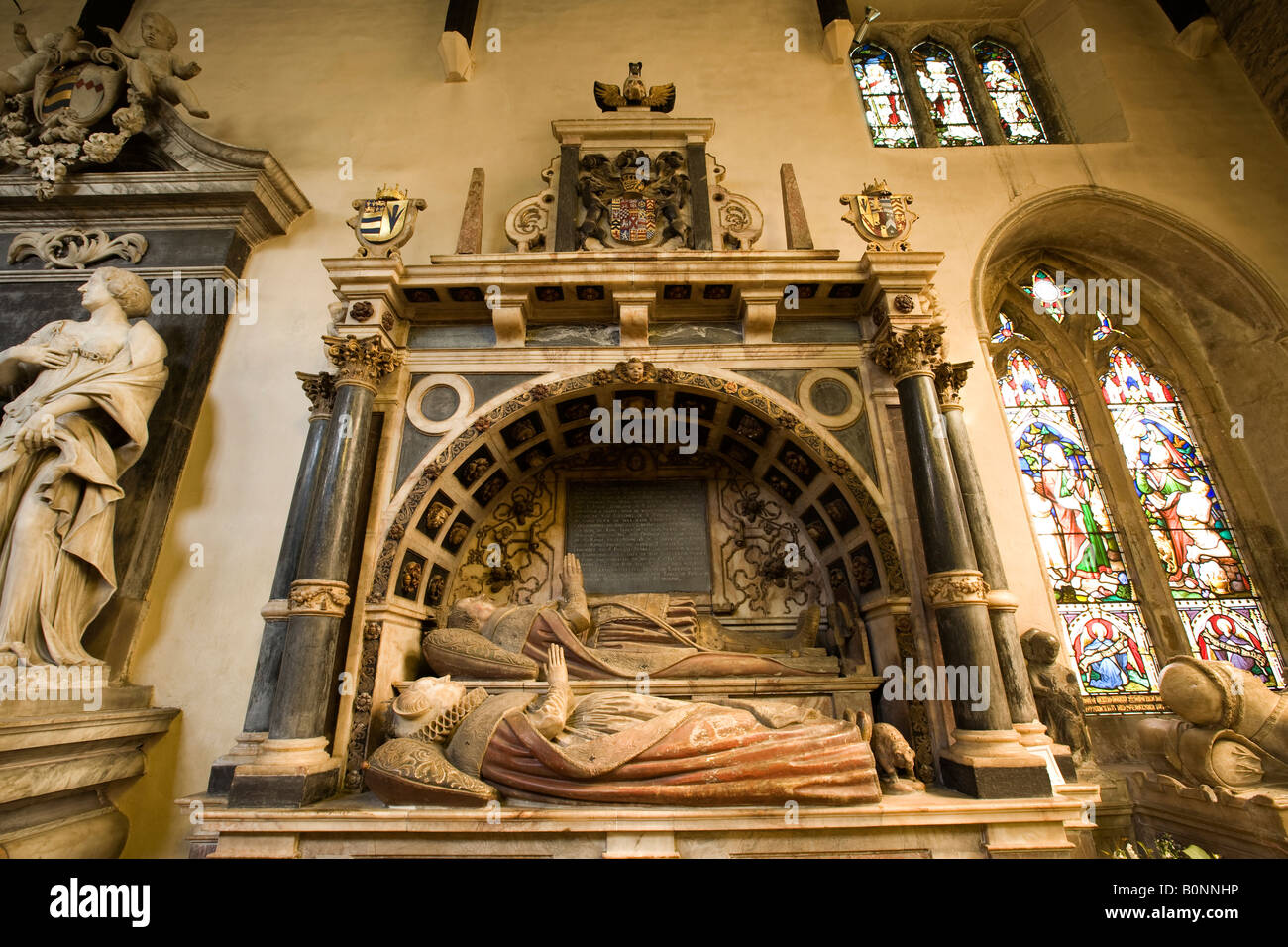 UK Angleterre Lincolnshire Bottesford St Marys Church des effigies de Roger Manners 6 ème Comte de Rutland et épouse Elizabeth Banque D'Images