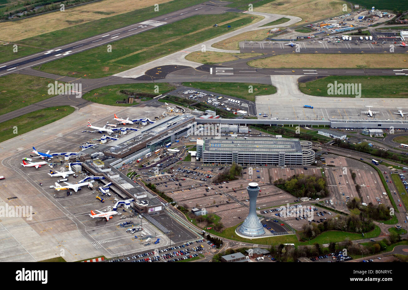 Une vue aérienne de l'aéroport d'Edimbourg en Ecosse Banque D'Images