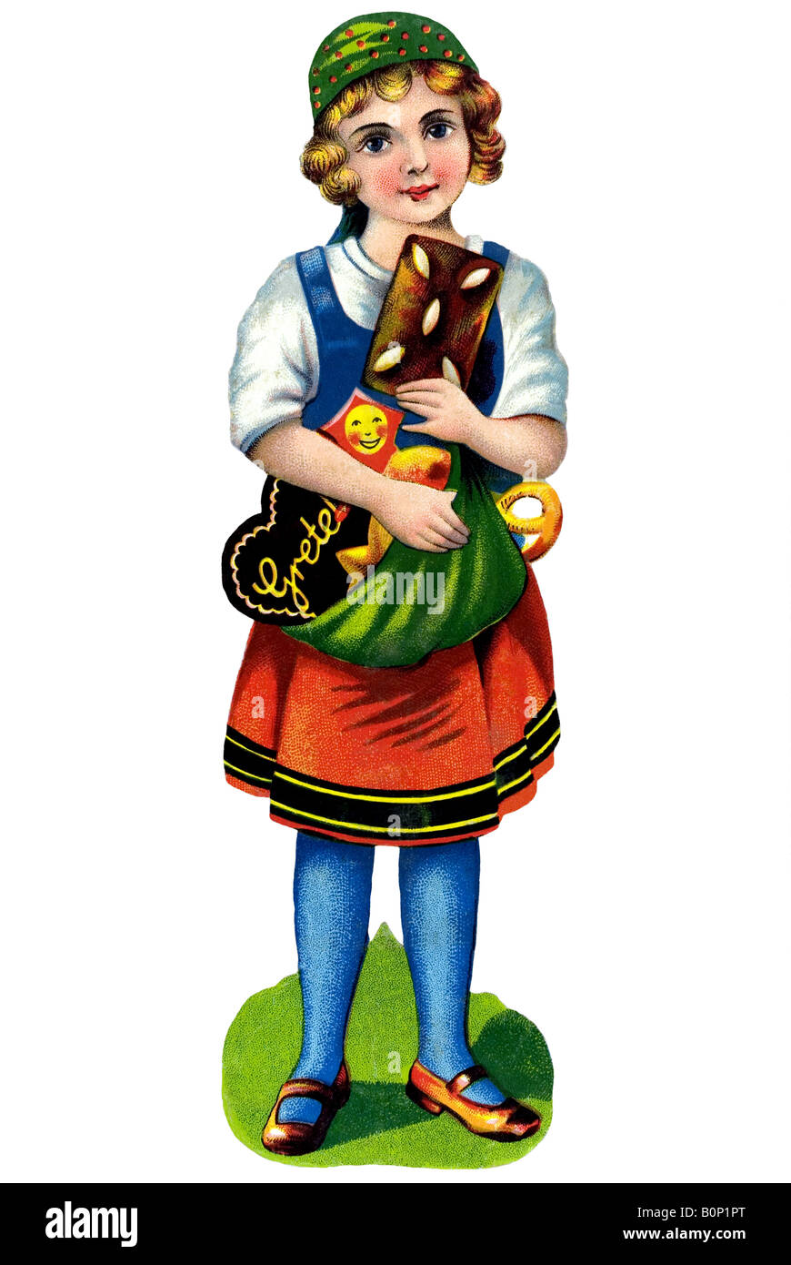 Gretel avec foulard vert, les frères Grimm l'Allemagne du xixe siècle Banque D'Images