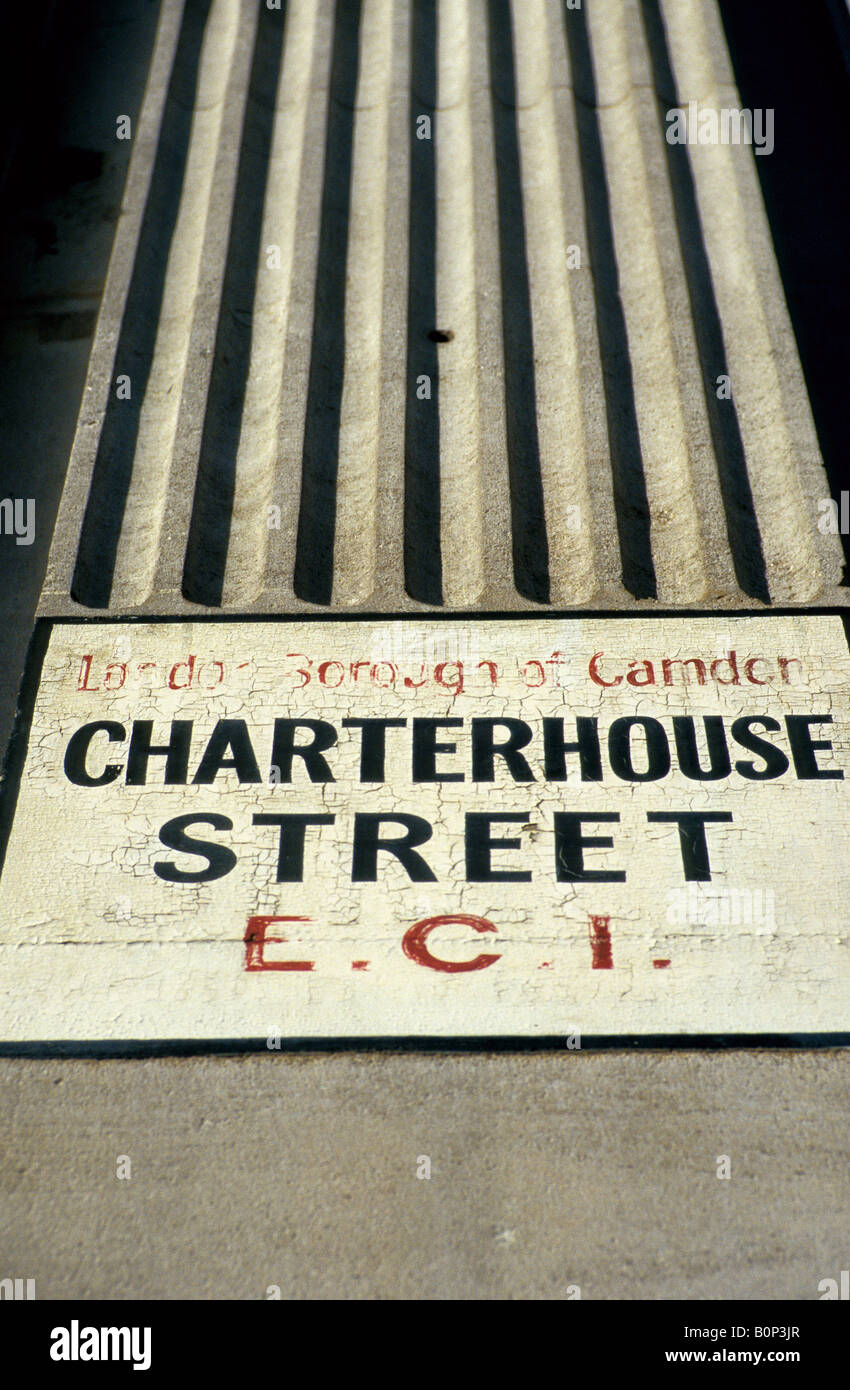 Charterhouse Street sign, Londres, Angleterre Banque D'Images