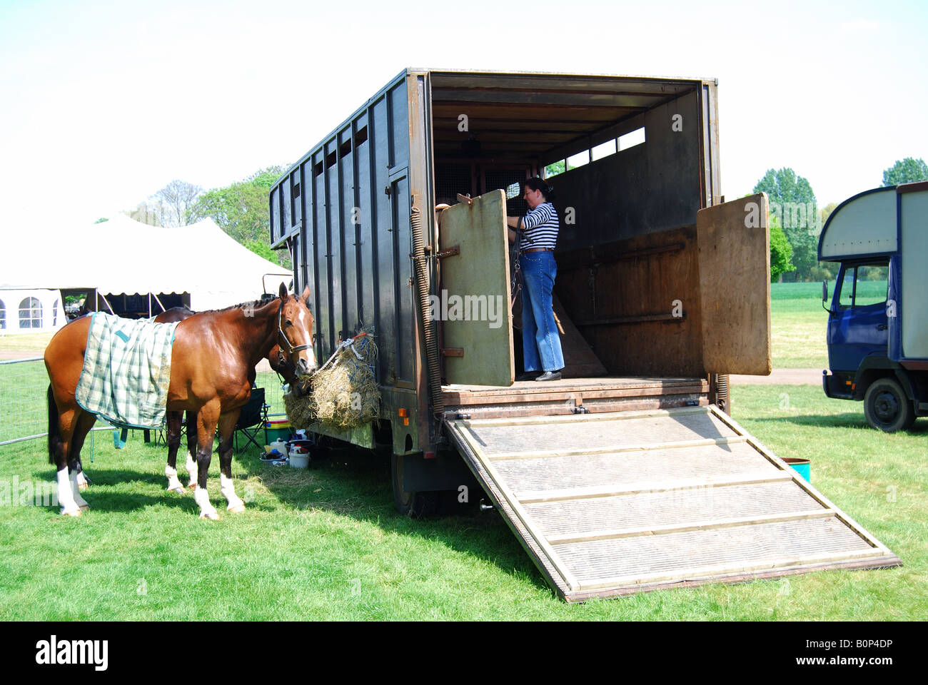 Horse-box, Royal Windsor Horse Show, Home Park, Windsor, Berkshire, Angleterre, Royaume-Uni Banque D'Images