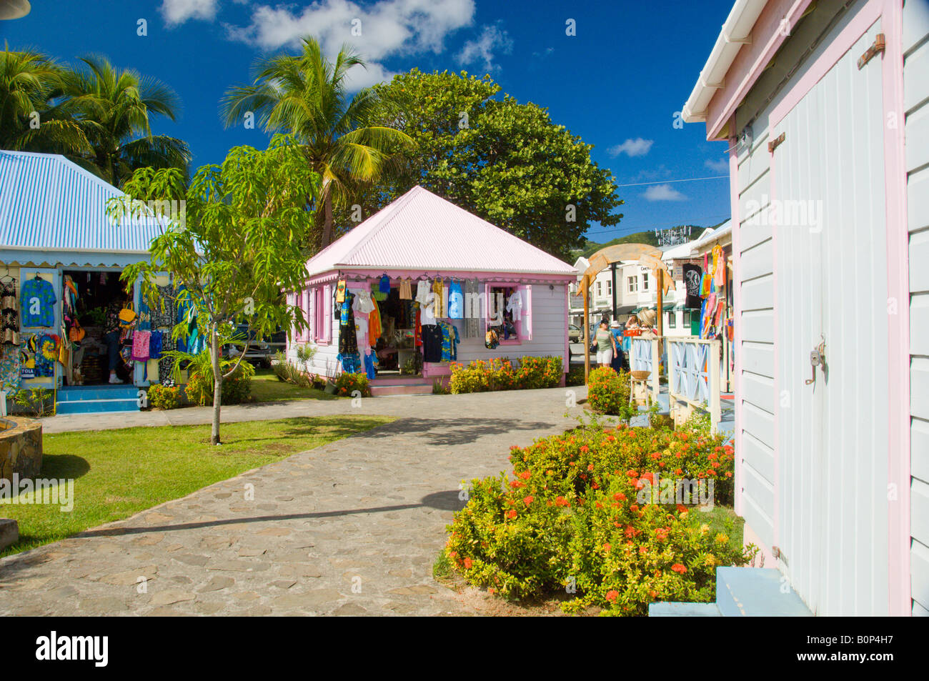 Une boutique touristique à Road Town Tortola Iles Vierges britanniques. Banque D'Images