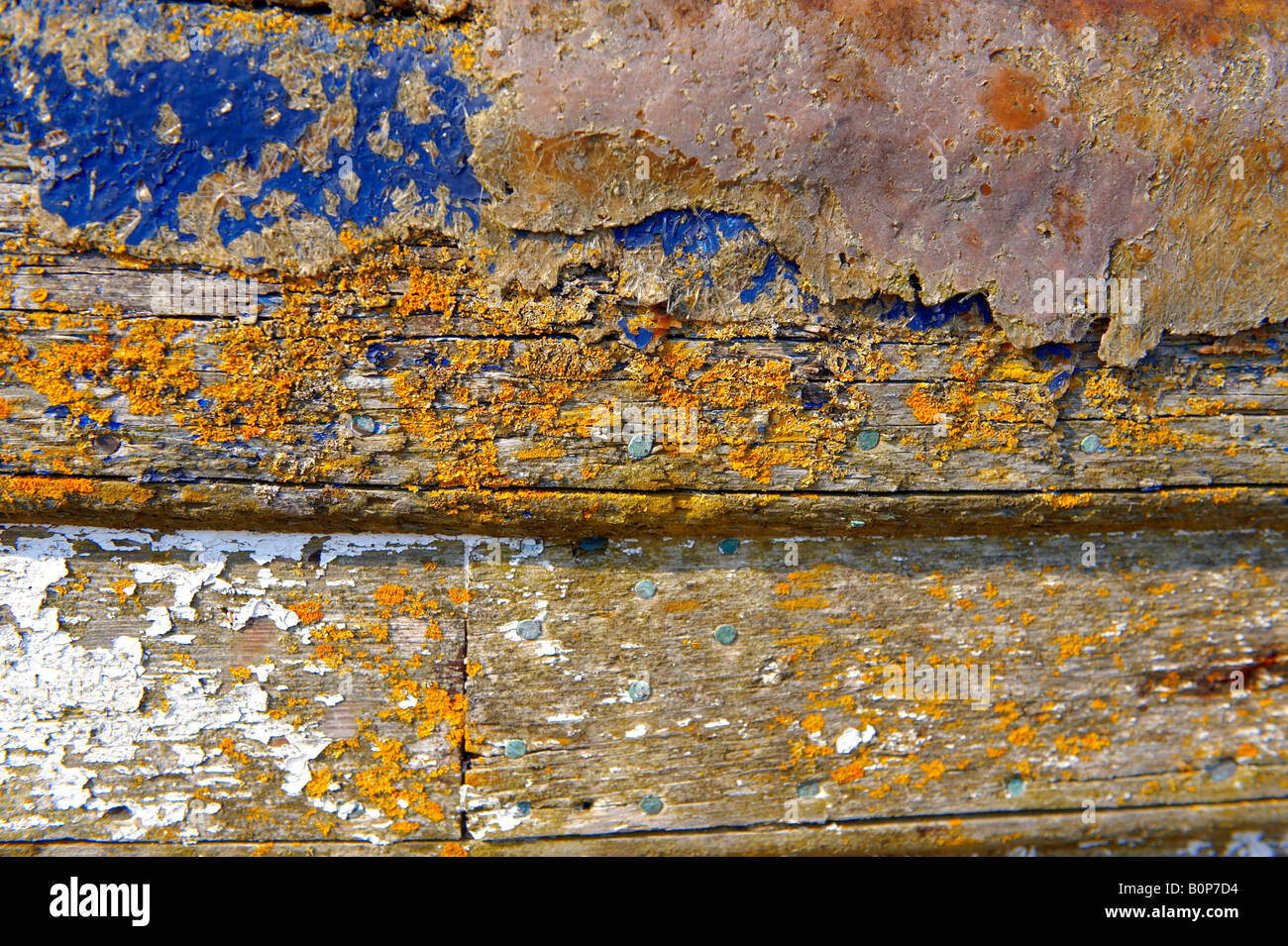 Close up les planches de bois d'un vieux bateau en bois Banque D'Images