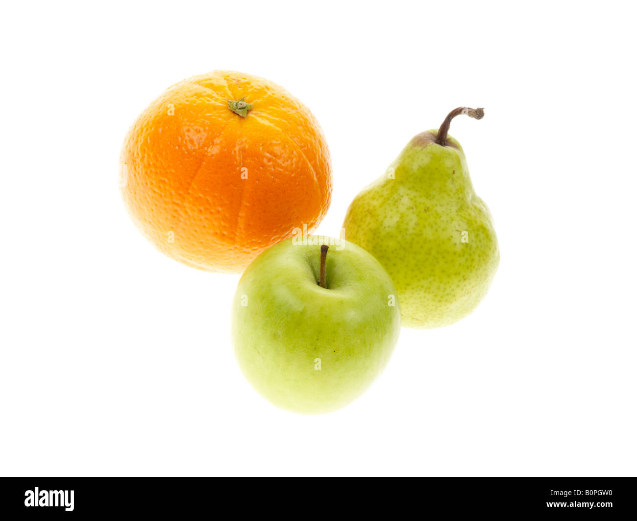 Poire Pomme et une Orange Banque D'Images