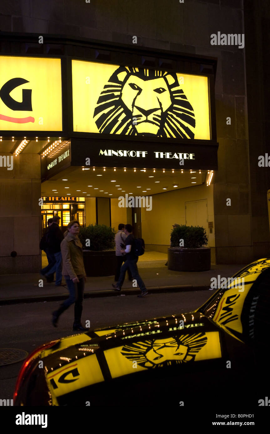 Minskoff Theatre de Broadway le montrant le musical Disney The Lion King Banque D'Images
