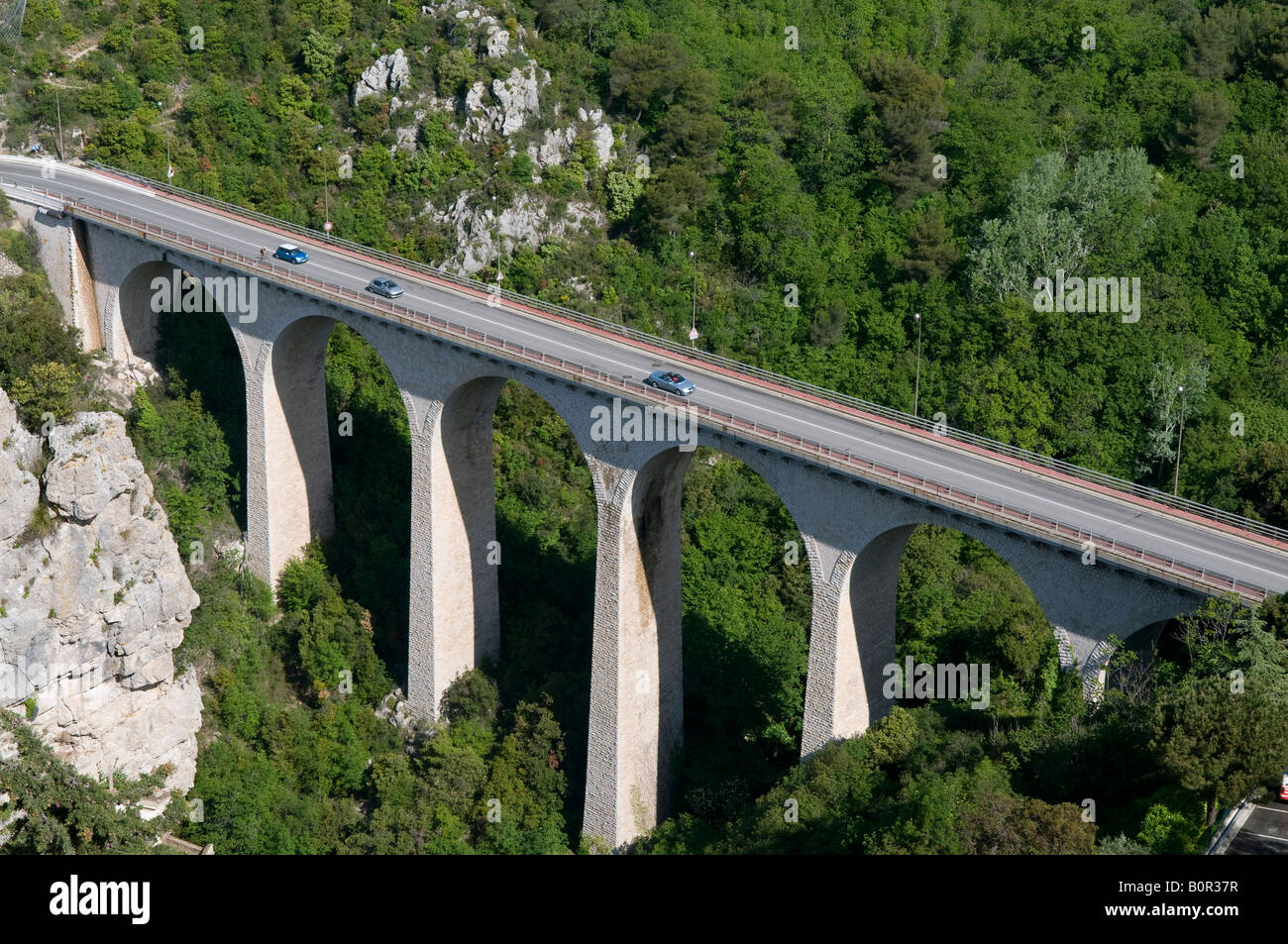 Viaduct road bridge, Eze, sud de la france Banque D'Images
