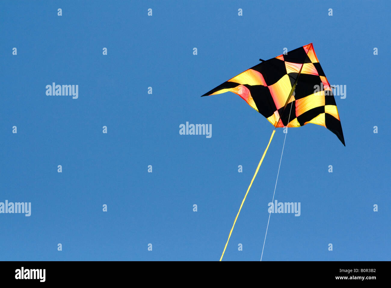 Cerf-volant dans un ciel bleu à Galveston Texas Banque D'Images