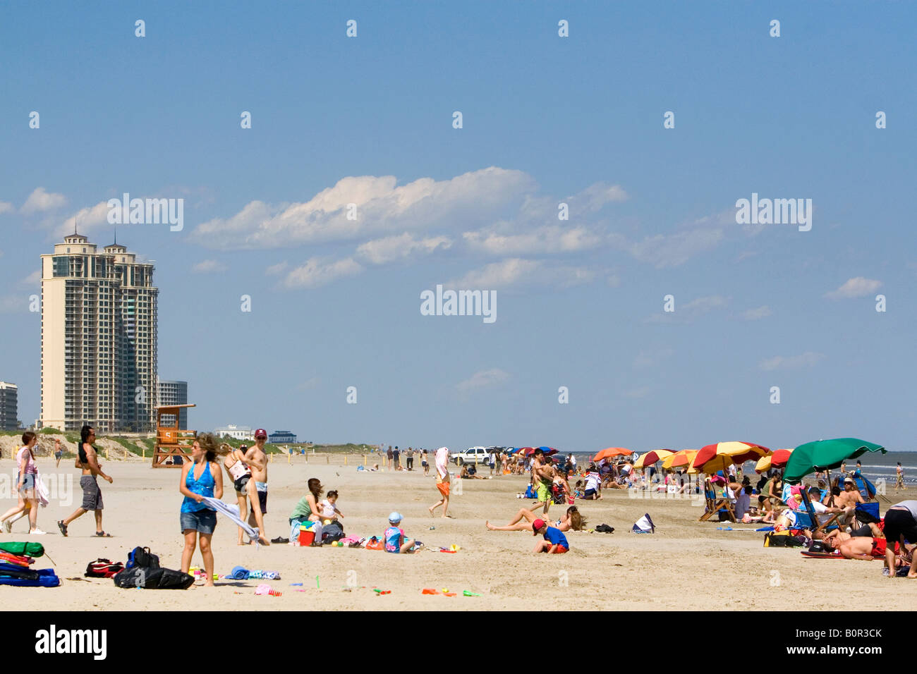Galveston Beach sur le golfe du Mexique de Galveston Texas Banque D'Images