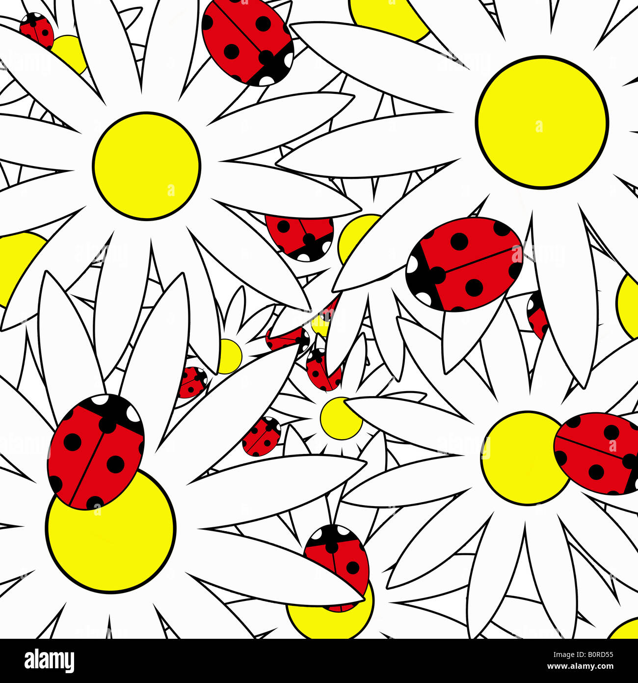Coccinelles sur fleurs illustration Banque D'Images