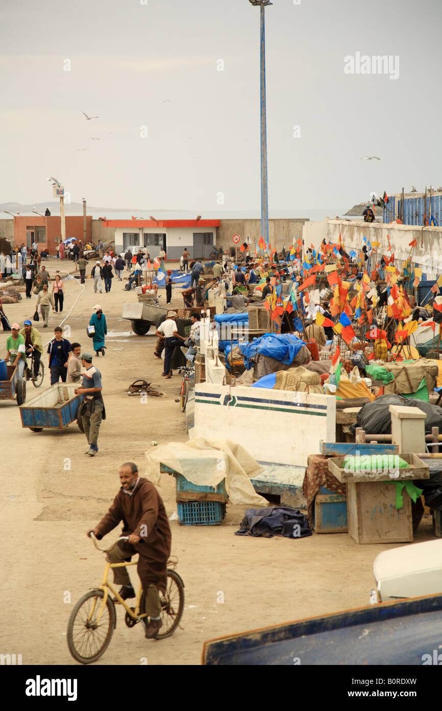 Port de pêche d'Essaouira occupé Banque D'Images