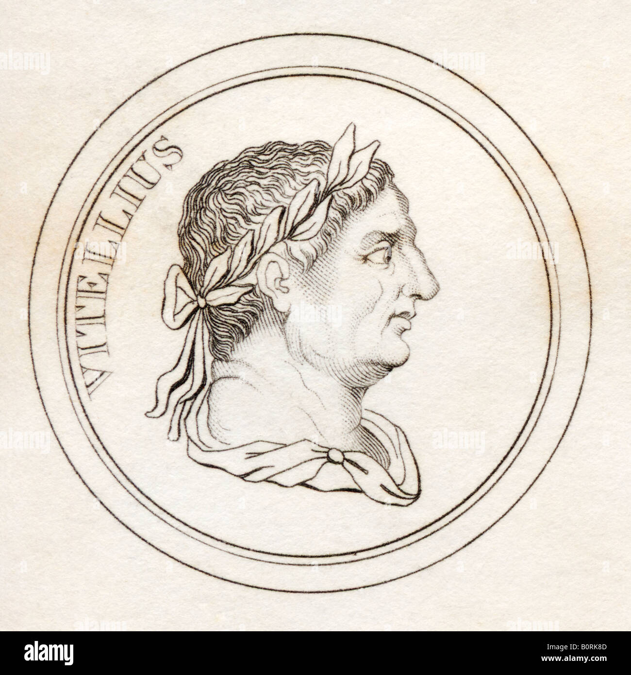Vitellius, AD15 - 69. Aulus Vitellius Germanicus Augustus. Empereur romain. Du livre Crabbs Historical Dictionary Published 1825 Banque D'Images