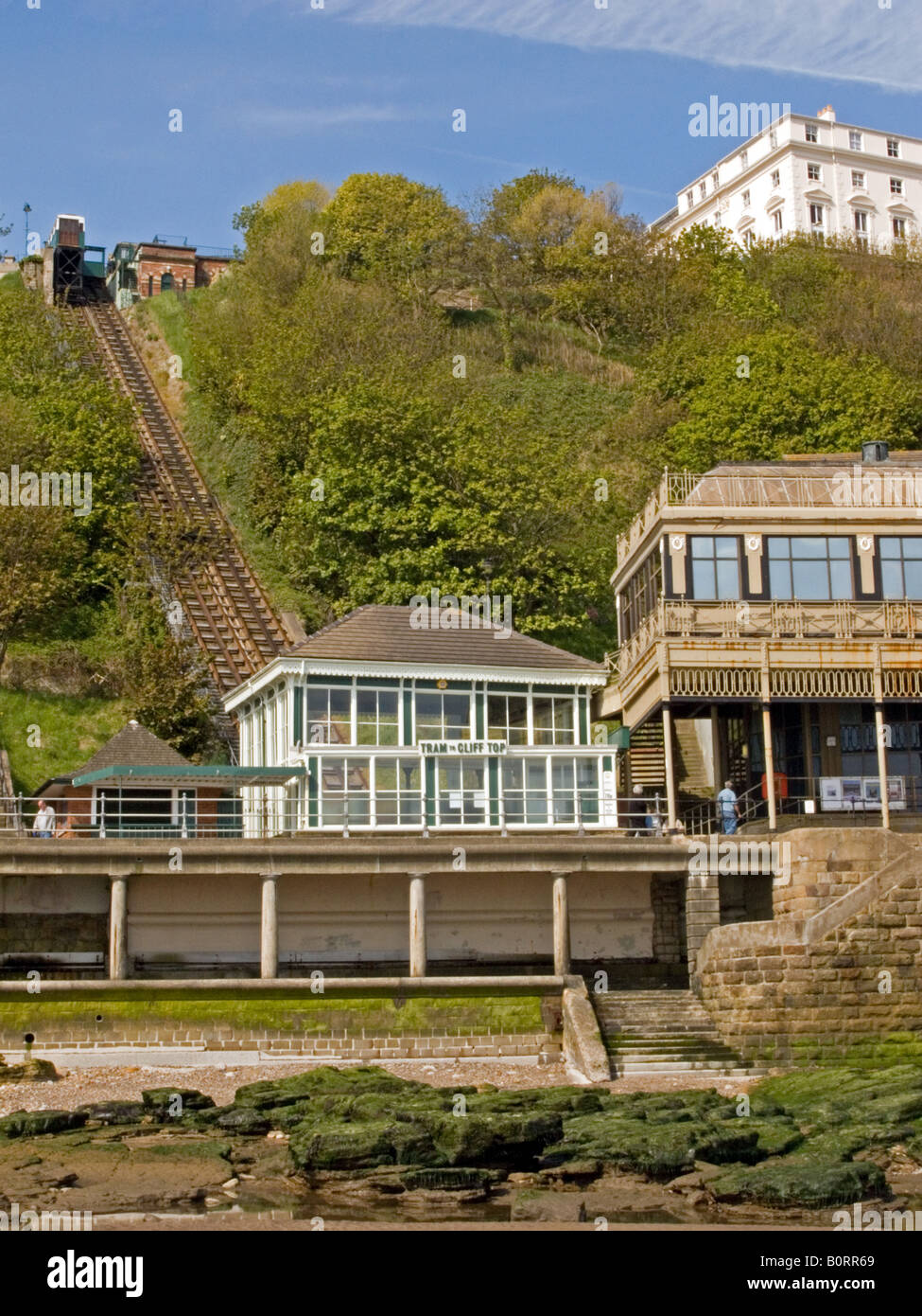 Falaise, Chemin de fer du Sud, South Bay, Scarborough Banque D'Images