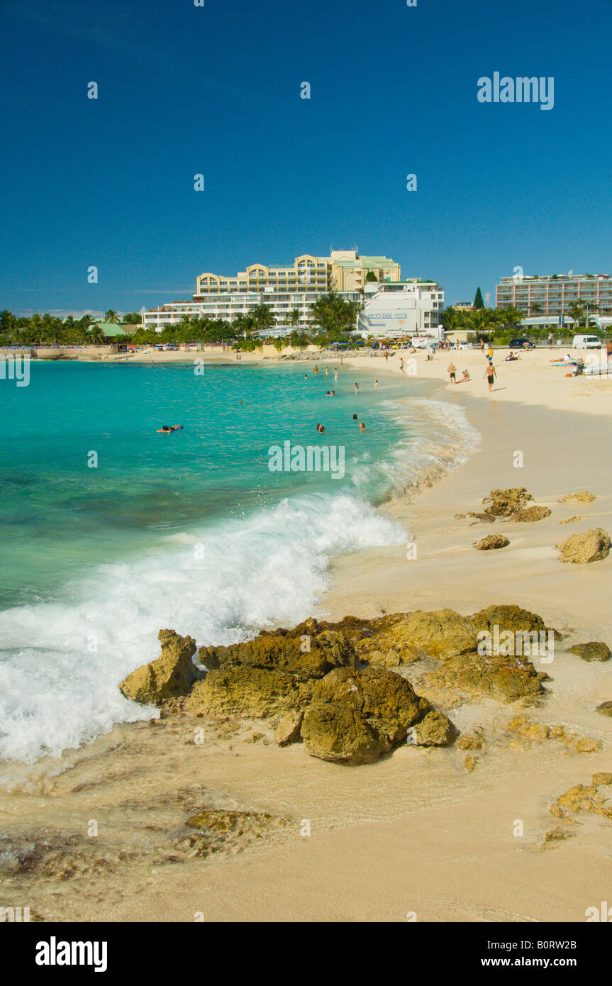 Plage de Maho Sint Maarten Antilles Néerlandaises Banque D'Images
