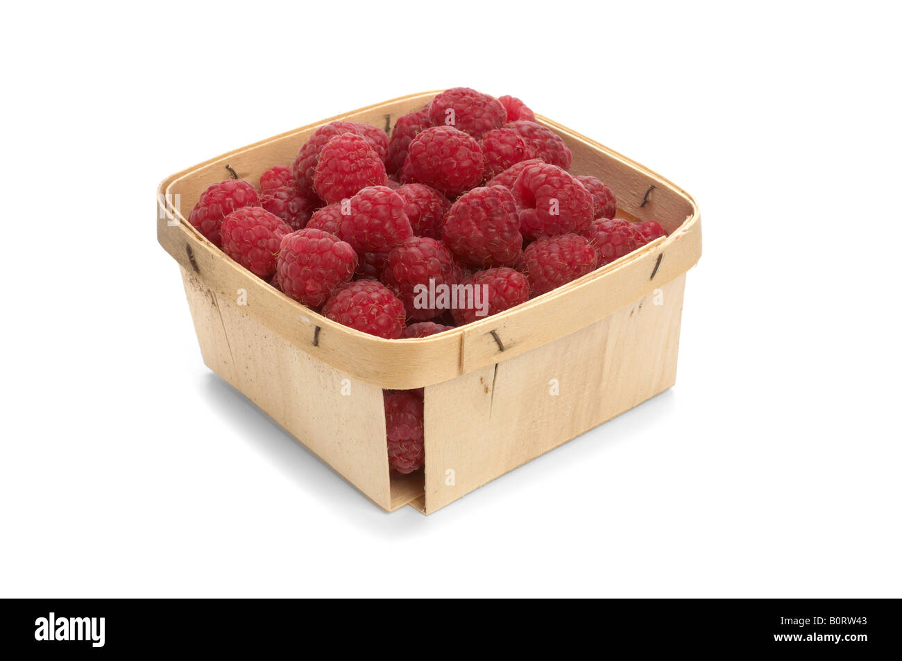 Barquettes de framboises fraîches Banque D'Images