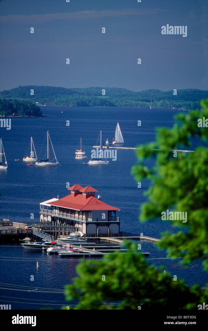Le Lac Champlain VT Burlington Boathouse Banque D'Images